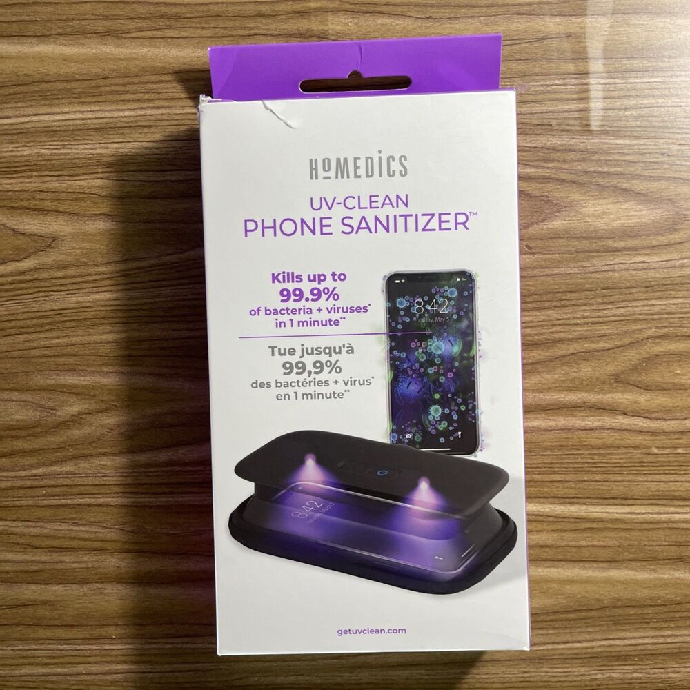 NEW HoMedics 53399BBR UV Clean Portable Phone Sanitizer Black germ sanitizer
